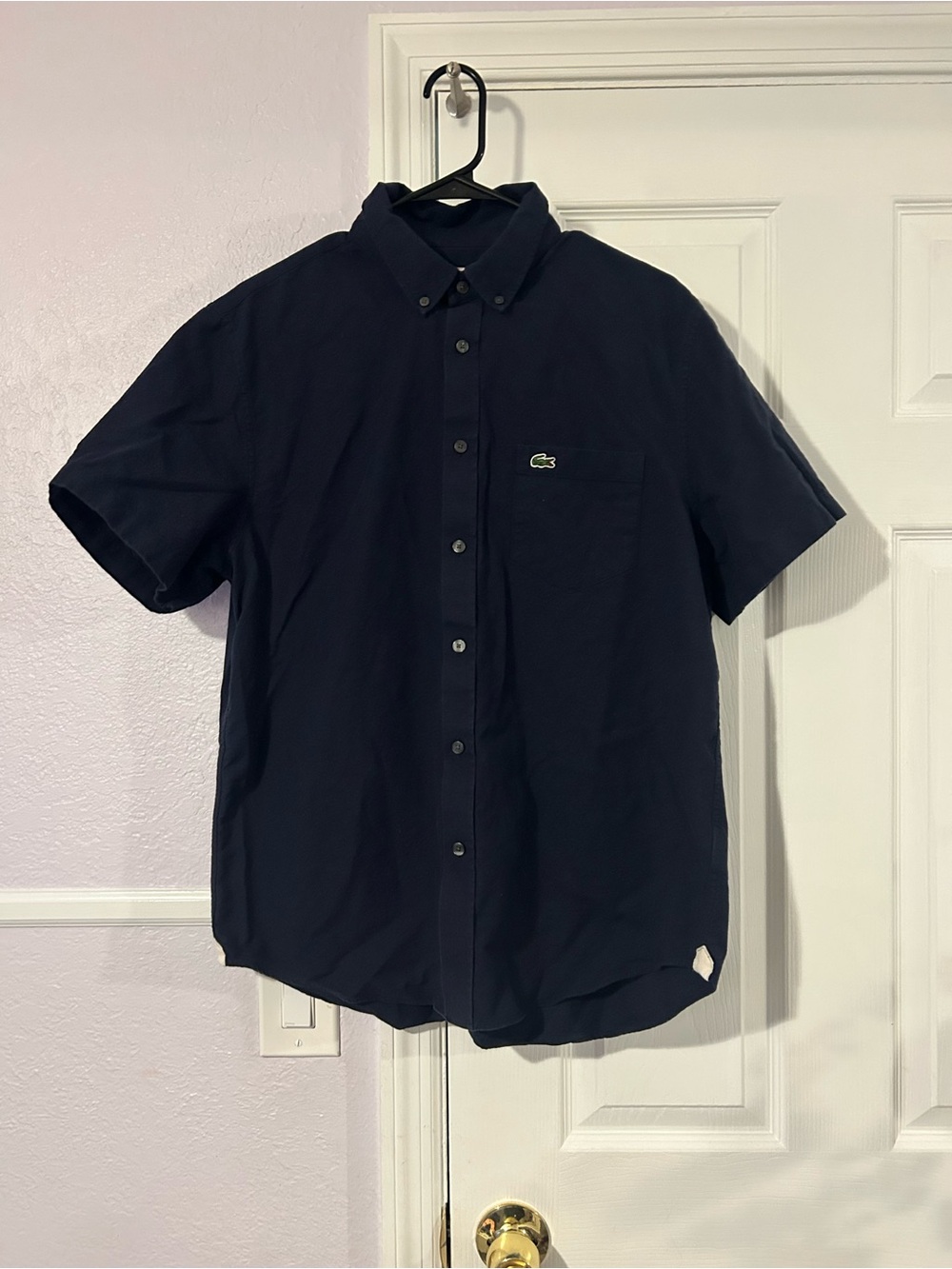 Lacoste Men's Short Sleeve Button-Down Shirt - Navy